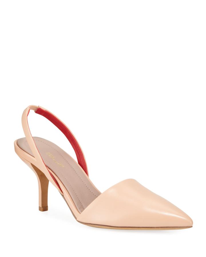 Mortelle Slingback Leather Pumps, Pink
