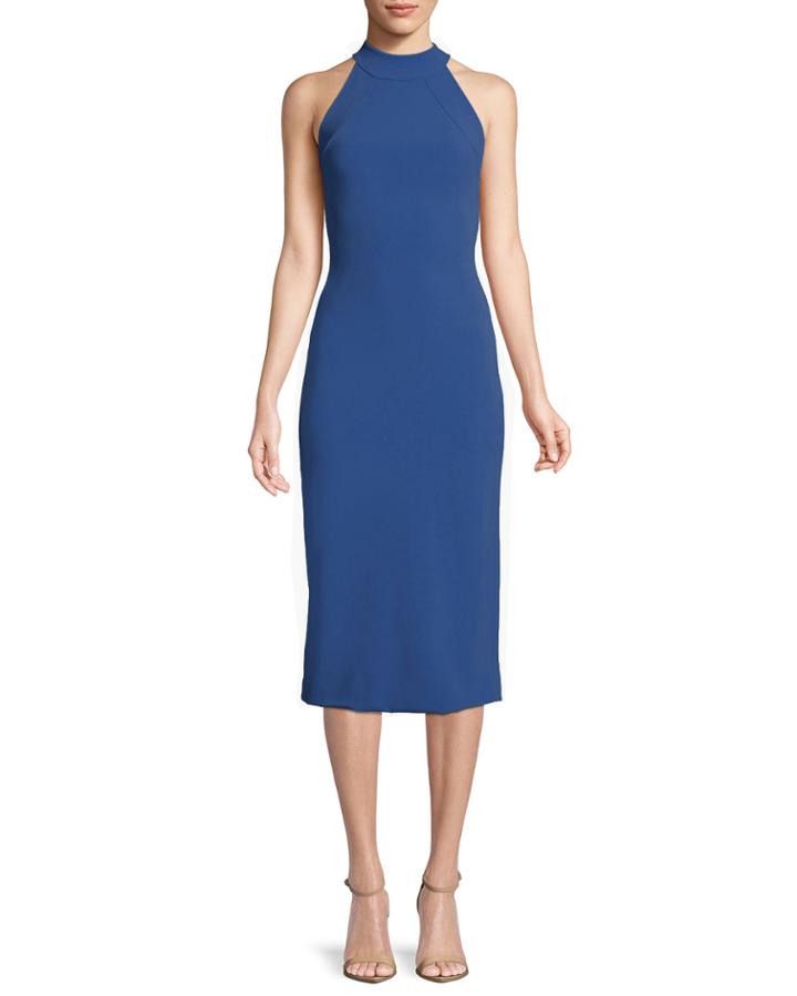 Sleeveless Halter-neck Stretch-crepe Mid-calf