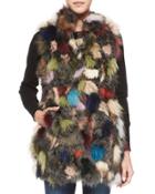 Multicolored Patchwork Lamb & Fox Fur Vest