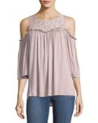Lace-yoke Cold-shoulder Top,