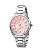34mm Logo Stainless Steel Bracelet Watch, Pink