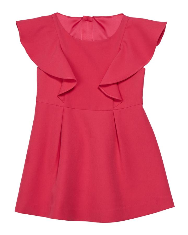Short-sleeve Ponte Ruffle Dress,