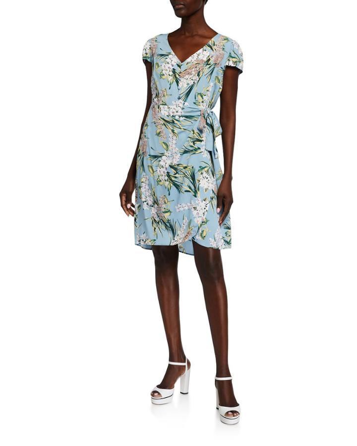 Beachside Villa Faux Wrap Floral-print Dress