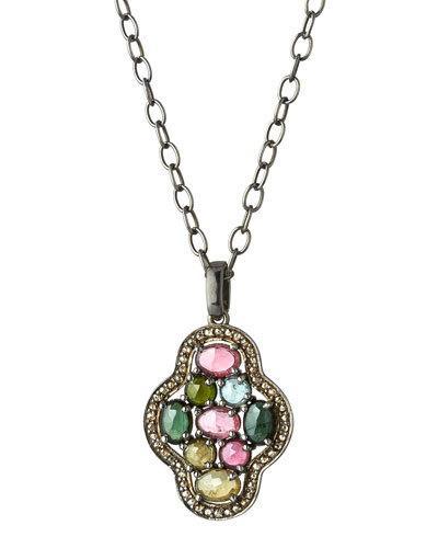 Multicolored Tourmaline & Diamond Pendant Necklace