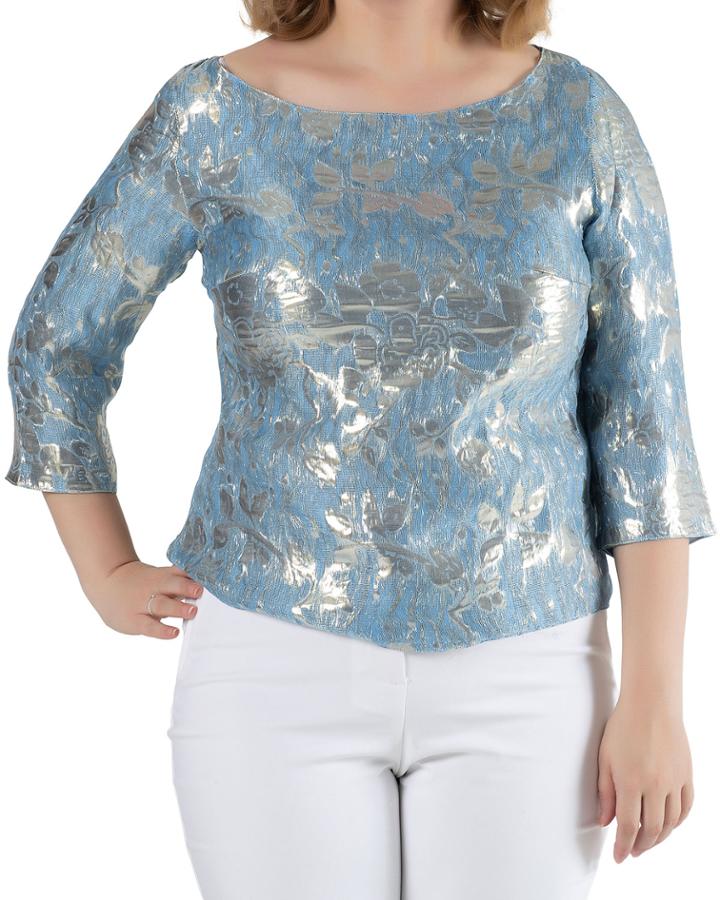 Plus Size Kuniko Silk Jacquard Blouse W/ Metallic