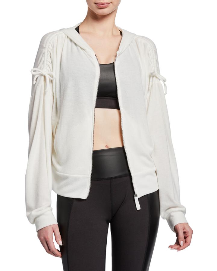 Shirred Sleeve Zip-up Jacket