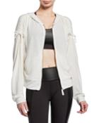 Shirred Sleeve Zip-up Jacket