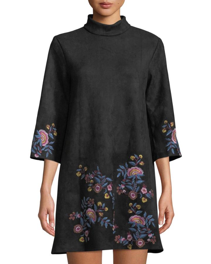 Floral-embroidered 3/4-sleeve