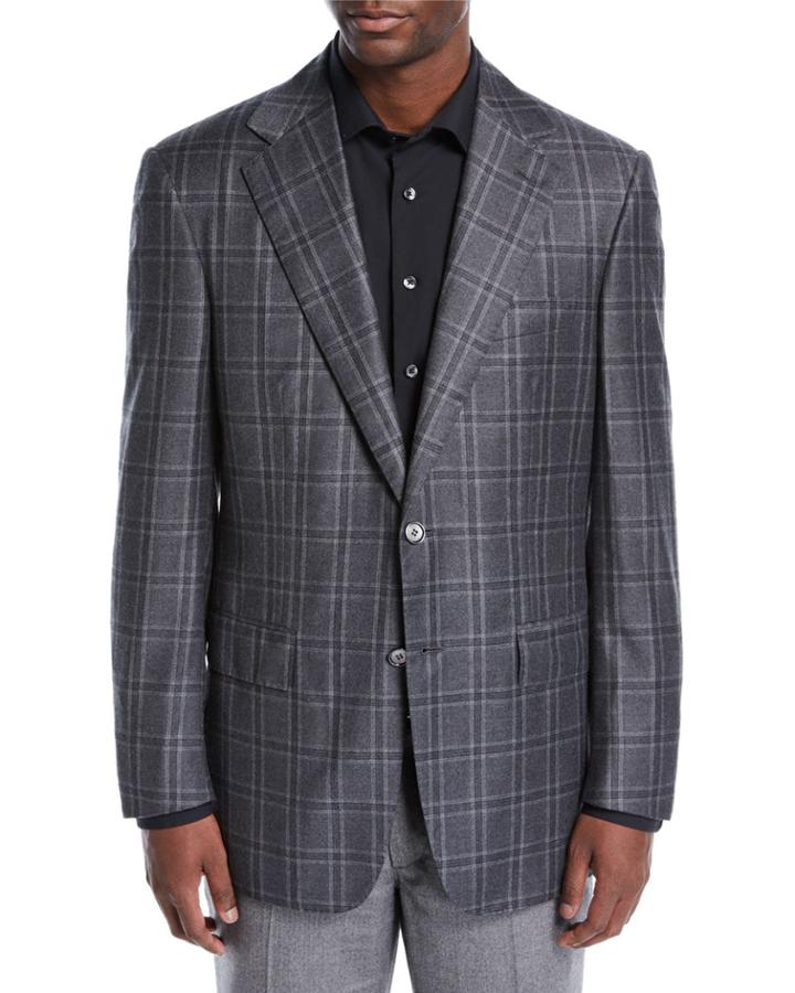 Men's Large Plaid Woven Two-button