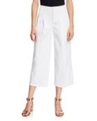 Pleated High-rise Wide-leg Cropped Pants