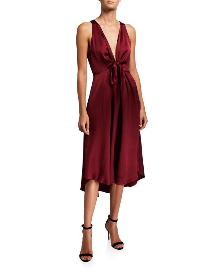 Kataniya Plunging Tie-front Cocktail Dress