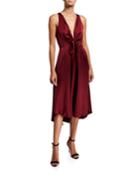 Kataniya Plunging Tie-front Cocktail Dress