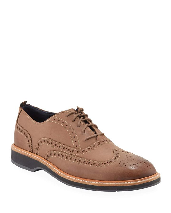 Men's Morris Mixed Leather Wing-tip Oxfords