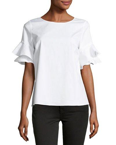 Tiered Ruffle-sleeve Poplin