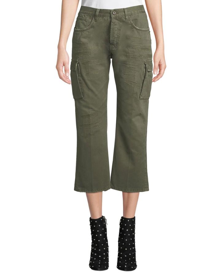 Wide-leg Cropped Cargo Pants