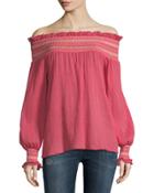 Off-the-shoulder Embroidered Blouse