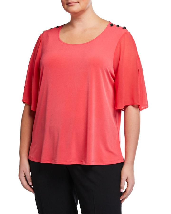 Plus Size Flutter-sleeve Top