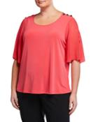 Plus Size Flutter-sleeve Top