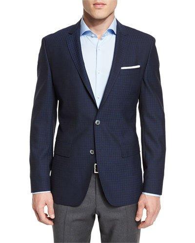 Hutson Grid Two-button Sport Coat, Bright Blue/navy