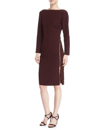 Victoire Bateau-neck Asymmetric-zip Cocktail Dress