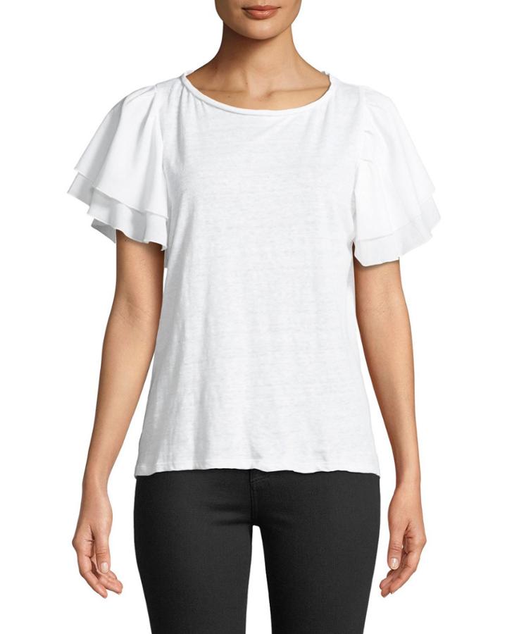 Boat-neck Tiered-sleeve Tee