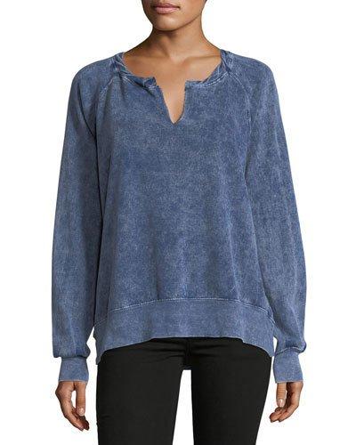 Burnout Side-lace-up Sweatshirt, Indigo