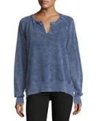 Burnout Side-lace-up Sweatshirt, Indigo