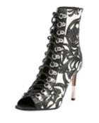 Floral Open-toe Lace-up