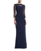 Kate Illusion Gown W/ Front Cutout
