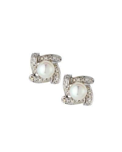 14k Freshwater Pearl & Diamond Square