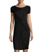 Knot-front Jersey Dress, Black