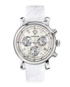38mm Day Glam Chronograph Watch W/ Leather Strap,