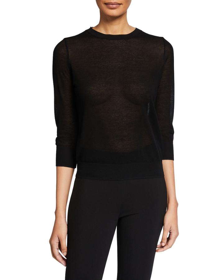 Textured Elbow-sleeve Pullover