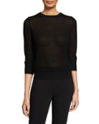 Textured Elbow-sleeve Pullover