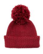 Wool-blend Pompom Cuff Hat, Bordeaux