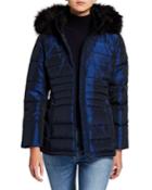 Short Faux-fur-trim Hooded Coat