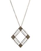 Moonstone & Pave Open-diamond Pendant Necklace