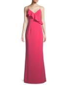 Calia Sleeveless Ponte Ruffle Gown