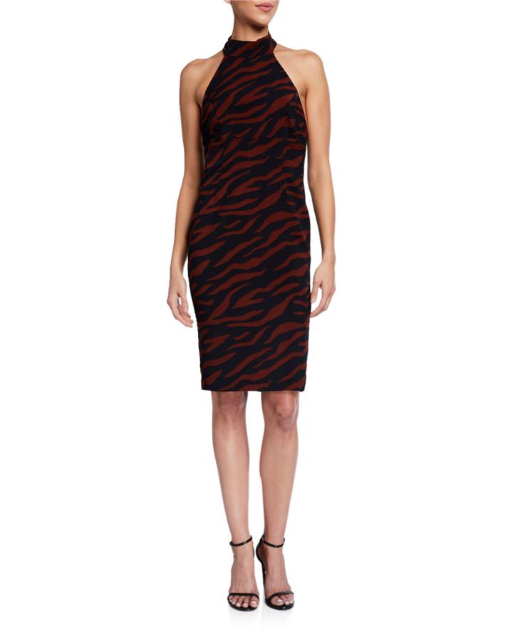 Sammie Zebra-print Halter Dress