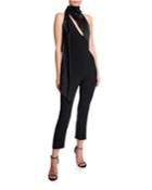 Stretch Cady Halter Neck Jumpsuit