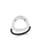 Open Diamond Pav&eacute; Circle Ring, Black,