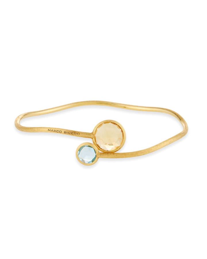 18k Gold Citrine & Topaz Hugging Cuff
