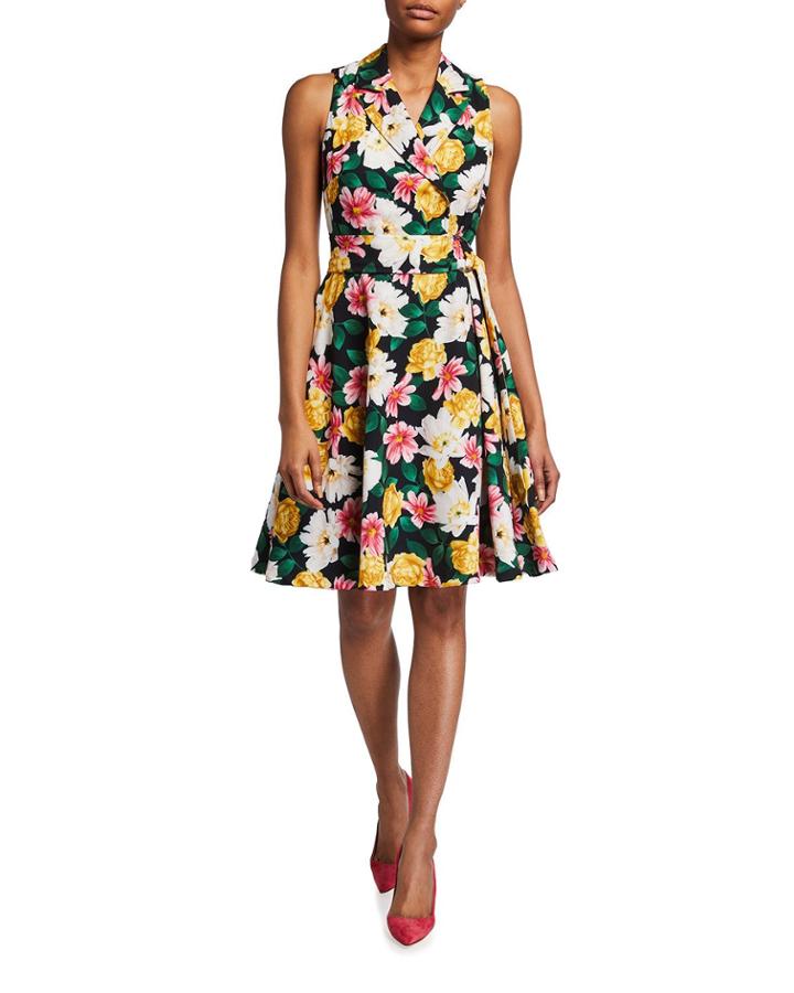 Floral Faux-wrap Fit-&-flare Dress
