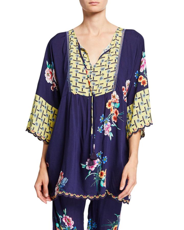 Zaline Floral Tie-neck