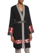 Long-sleeve Kimono Topper Coat, Black