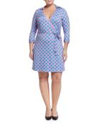 Milo Diamond Print Wrap Dress, Blue Daiquiri,