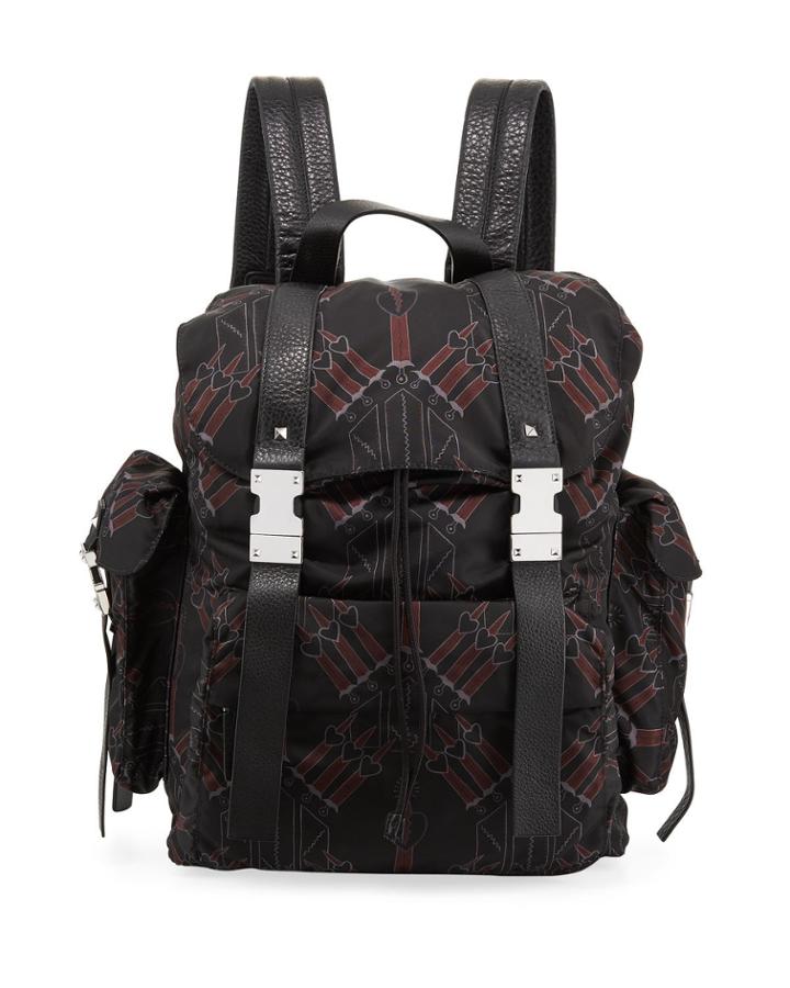 Men's Sword & Heart Nylon Backpack