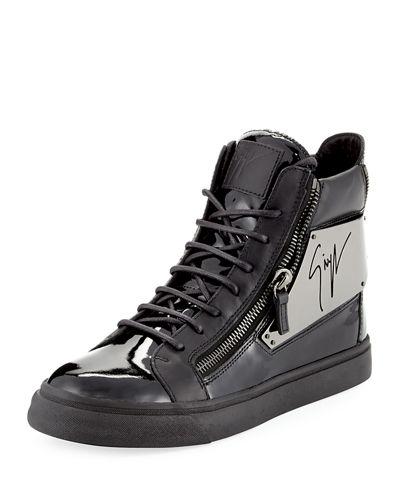 Men's Patent Logo-plate High-top