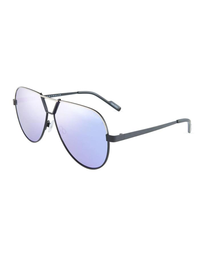 Supernova Aviator Metal Sunglasses, Black/purple