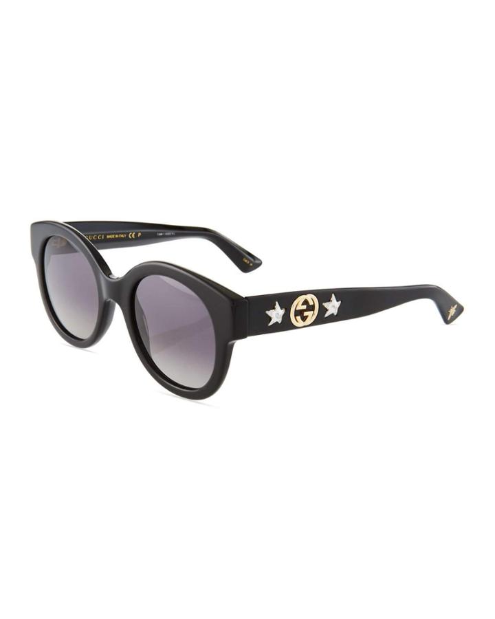 Round Acetate Star Sunglasses With Gradient